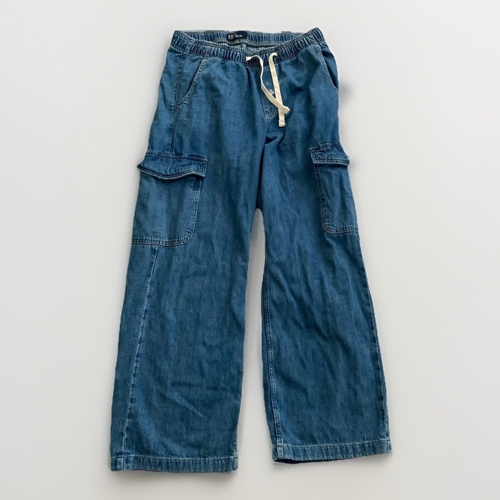GAP Wide Leg Cargo Denim Pants in Blue - Picture 3 of 8